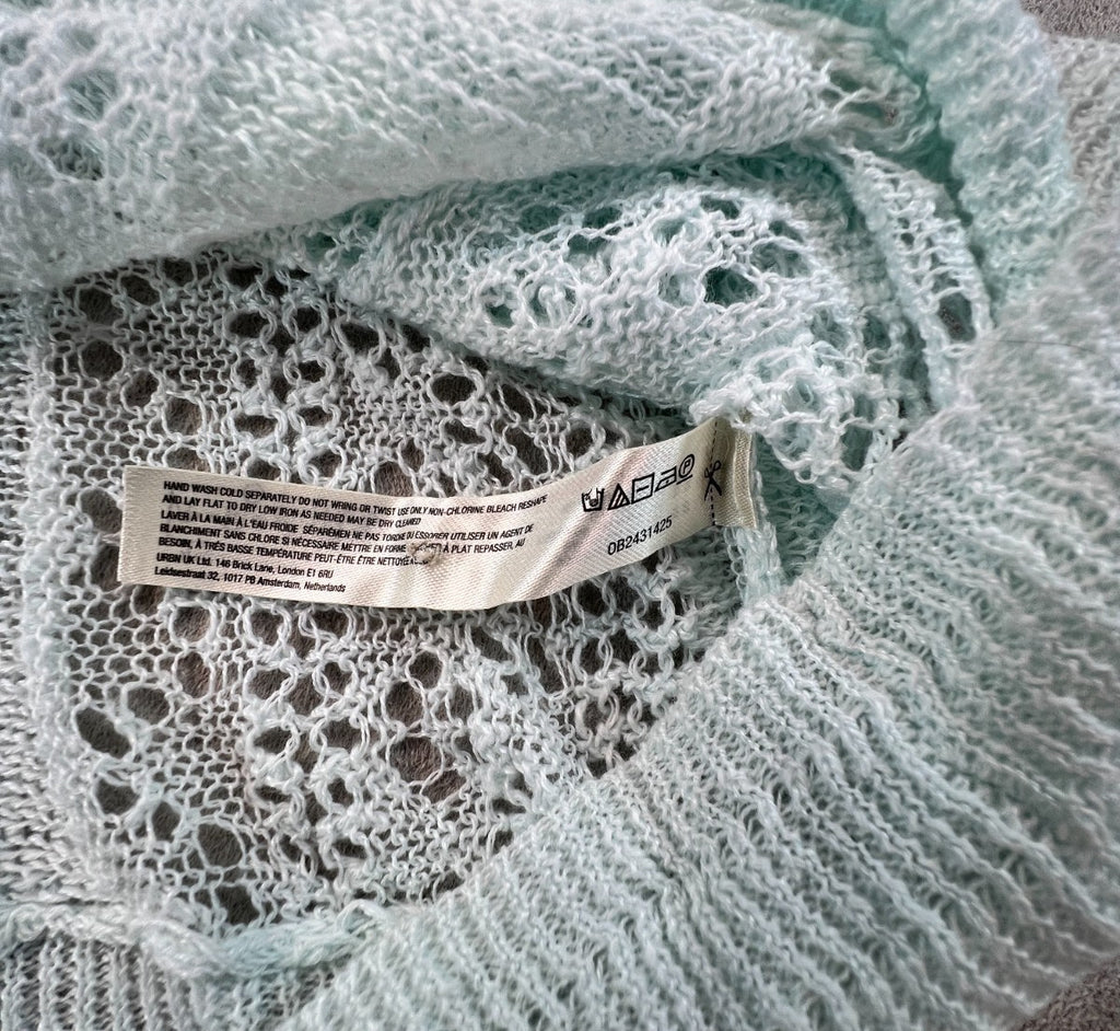 Free People Serendipity Knit Cardi S Ice Castle Pointelle Linen Cotton NWT