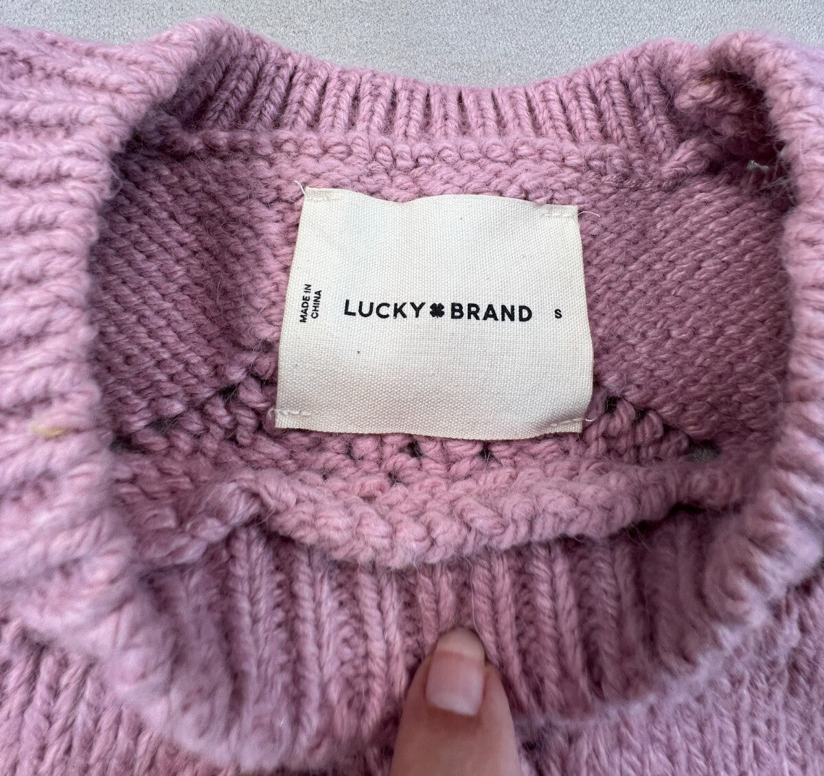 Lucky Brand Womens S Dusty Rose Openwork Bobble Knit Sweater Romantic Boho