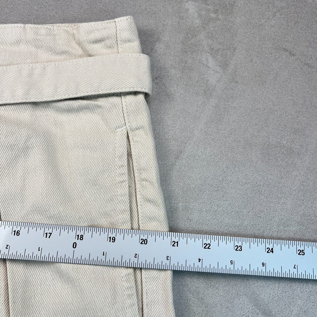 Reformation Belted Ultra High Rise Wide Leg Jeans Cream Women 31 Organic Cotton