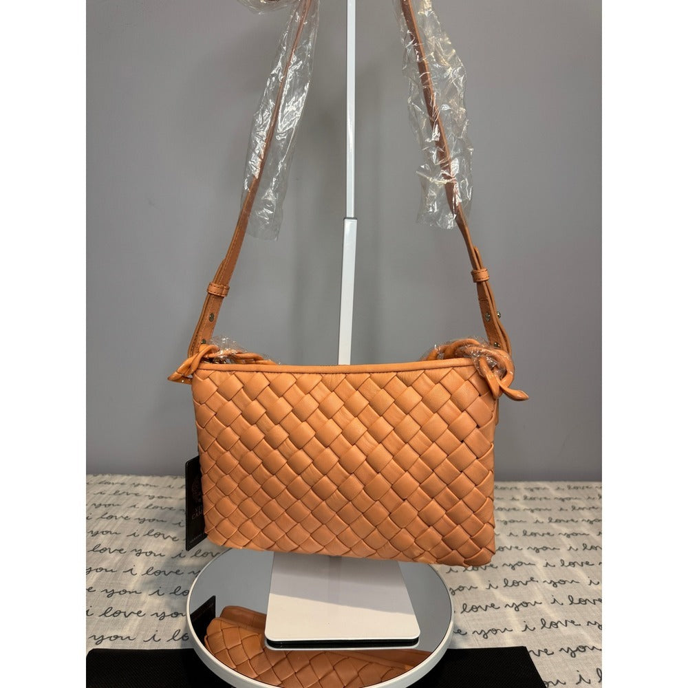 Vince Camuto Adyna Woven Leather Crossbody Bag Melone NWT