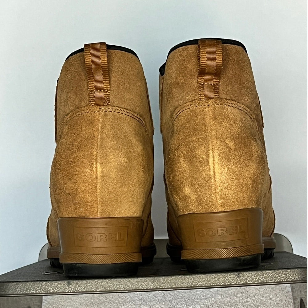 Sorel Evie Sport Lace Tan Suede Wedge Ankle Boots 8.5 NL3817