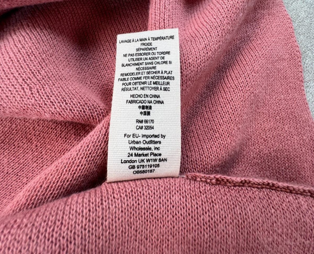 Free People Sundae Pullover Sweater Medium Rose Pink Bell Sleeve Linen Cotton