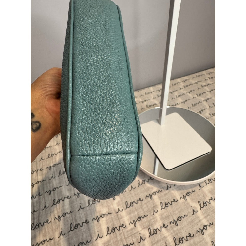 Coach Nolita 19 Peacock Teal Pebble Leather Wristlet Crossbody Bag F53077 NWOT