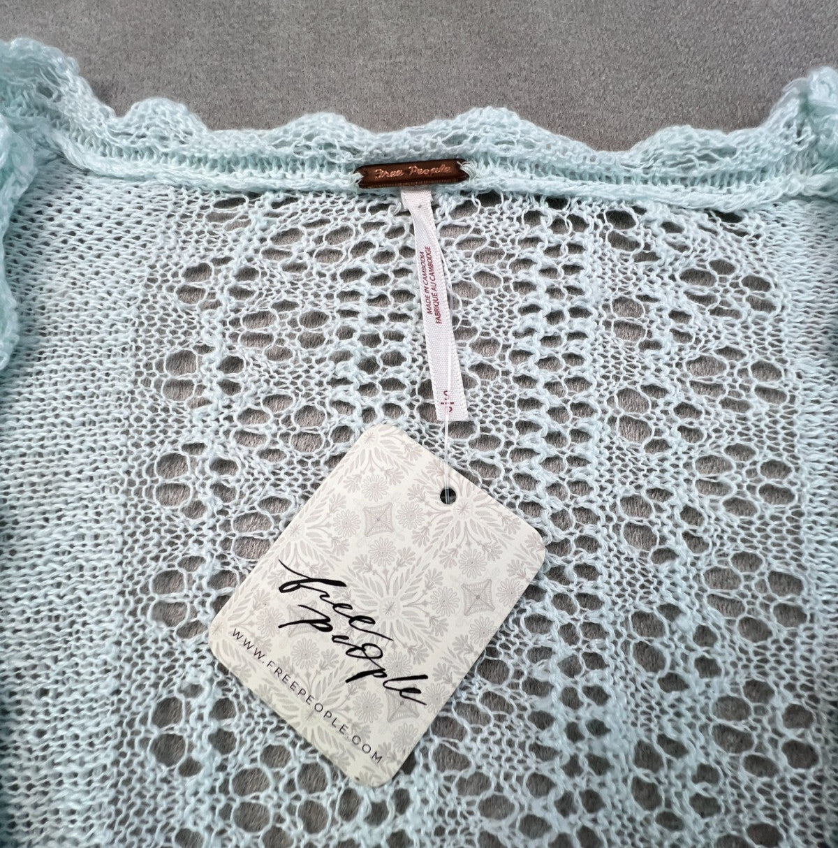 Free People Serendipity Knit Cardi S Ice Castle Pointelle Linen Cotton NWT