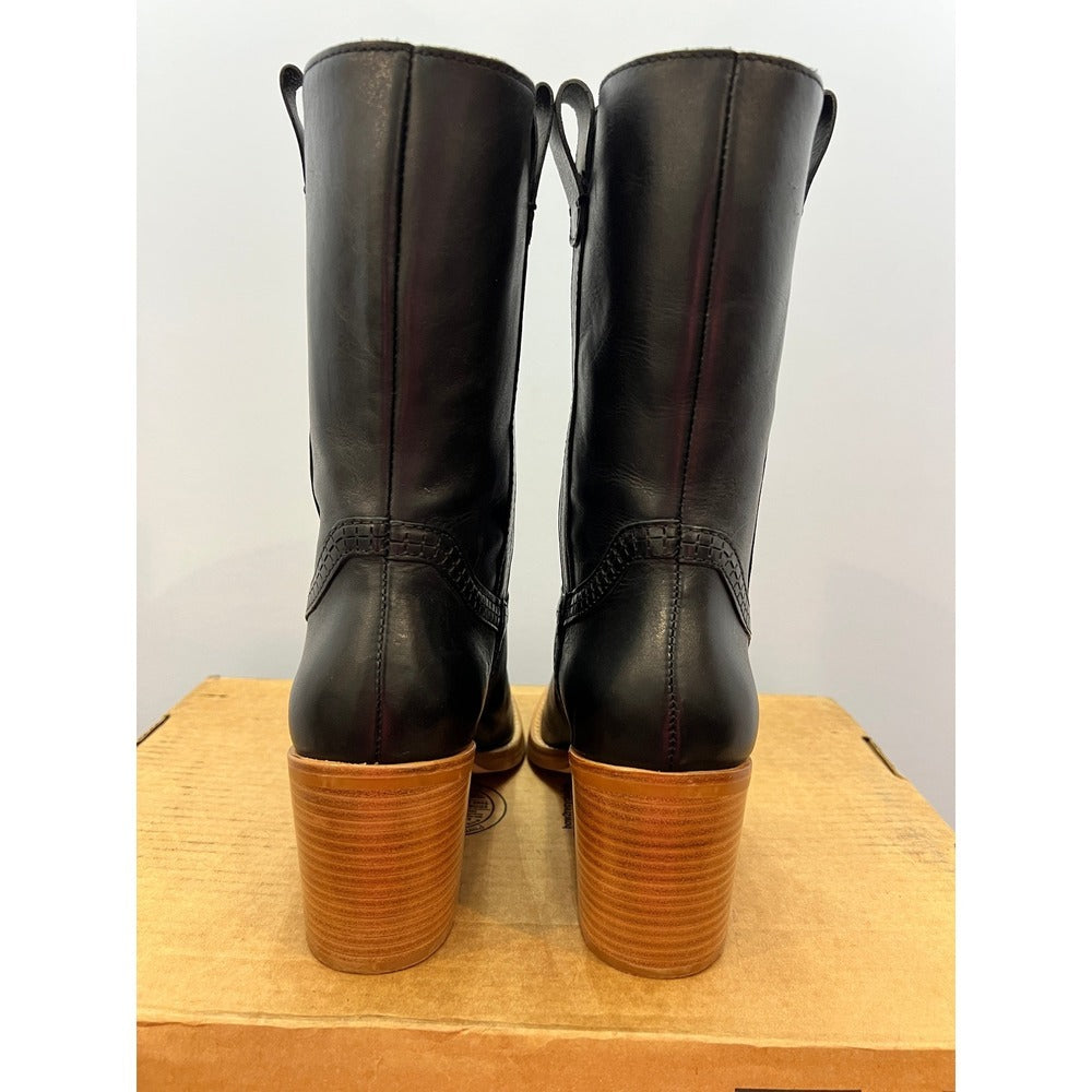 Dolce Vita Black Leather Western Block Heel Boots Size 8.5
