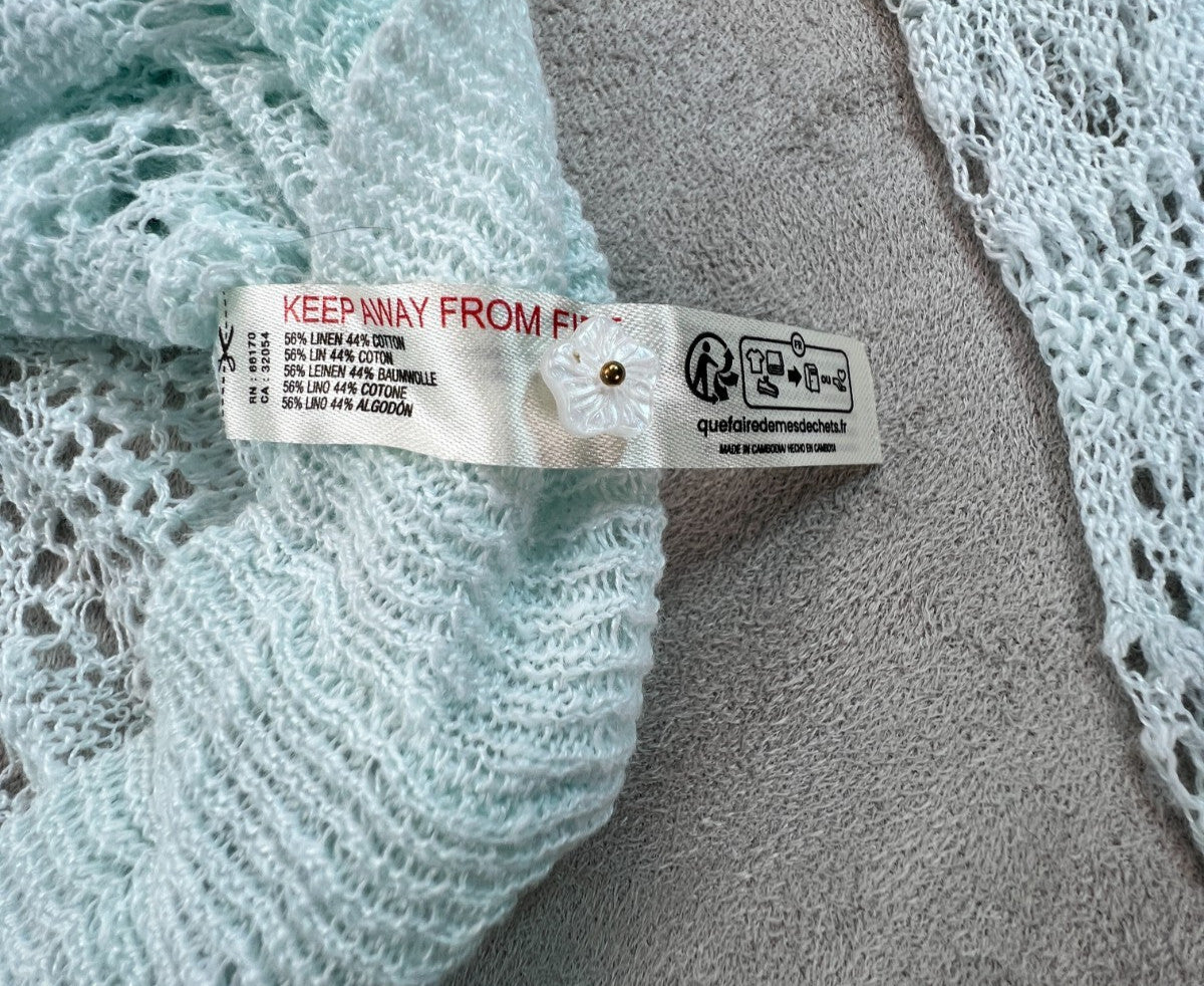 Free People Serendipity Knit Cardi S Ice Castle Pointelle Linen Cotton NWT