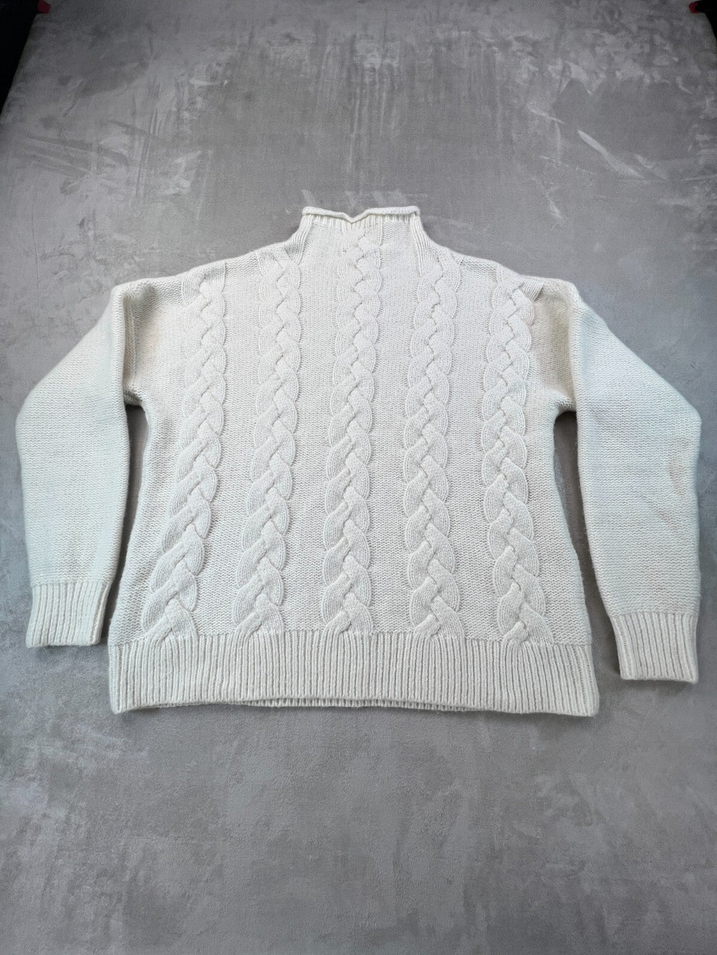 Madewell Grenville Cableknit Mockneck Sweater M Antique Cream Wool Alpaca AH244