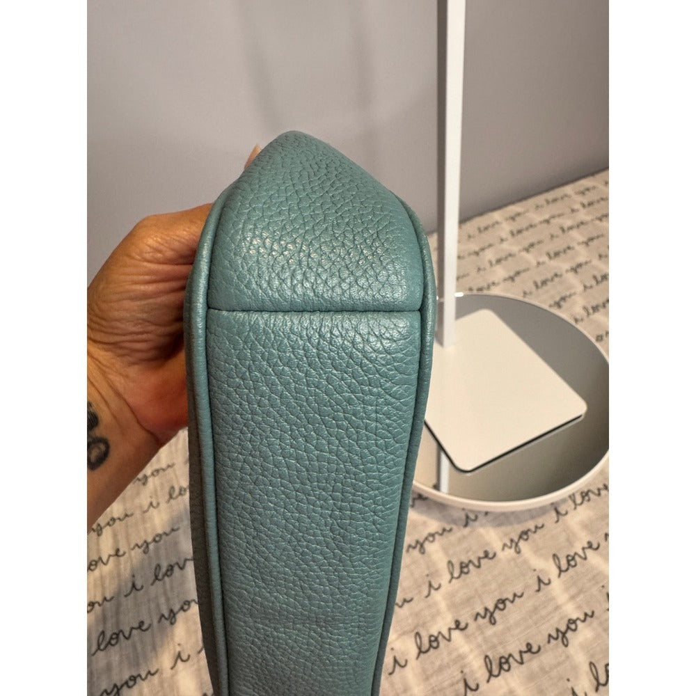 Coach Nolita 19 Peacock Teal Pebble Leather Wristlet Crossbody Bag F53077 NWOT