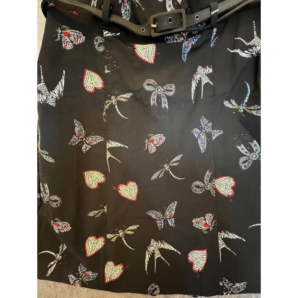 Anthropologie Maeve Belted Boatneck Mini Dress Butterfly Heart Print NWT Sz 8