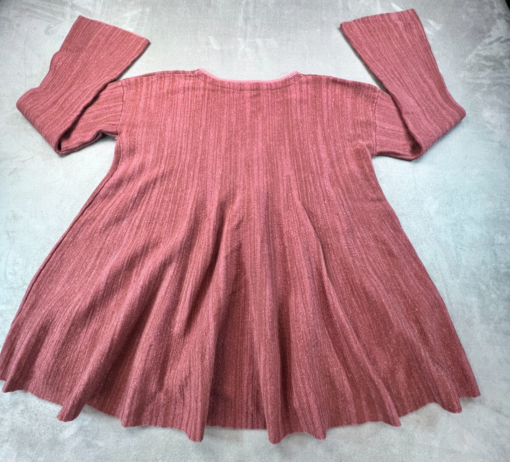 Free People Sundae Pullover Sweater Medium Rose Pink Bell Sleeve Linen Cotton