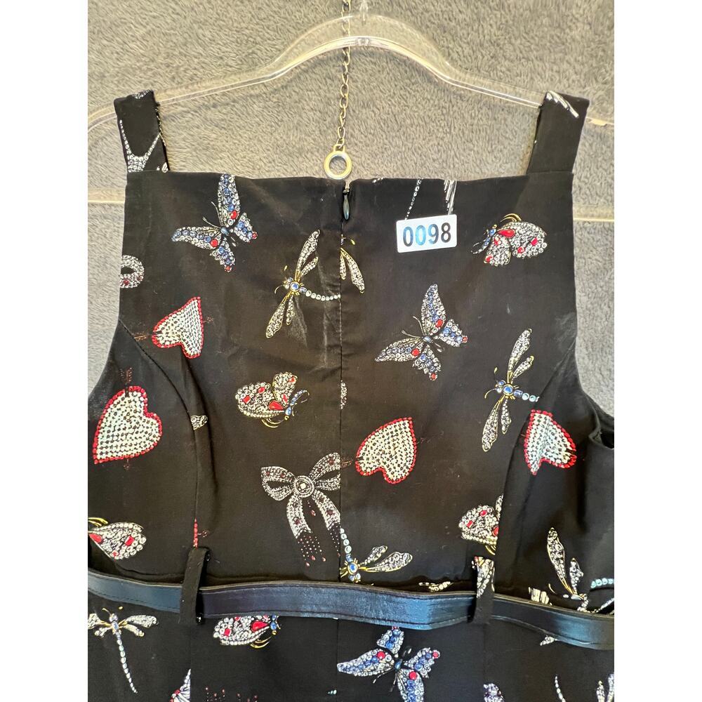 Anthropologie Maeve Belted Boatneck Mini Dress Butterfly Heart Print NWT Sz 8