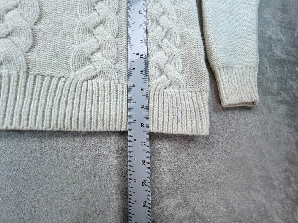 Madewell Grenville Cableknit Mockneck Sweater M Antique Cream Wool Alpaca AH244