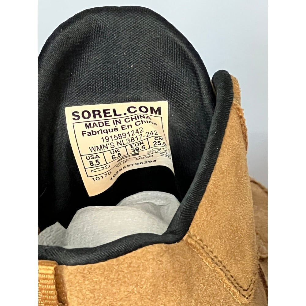 Sorel Evie Sport Lace Tan Suede Wedge Ankle Boots 8.5 NL3817