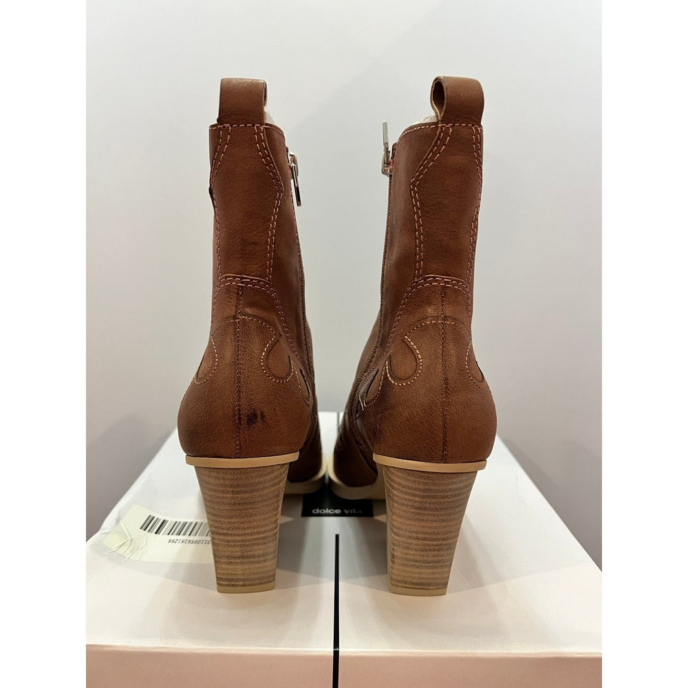 Dolce Vita Beaux Rose Leather Western Ankle Boots Size 8.5