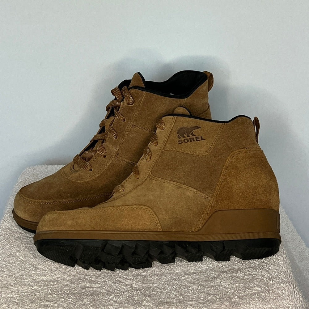 Sorel Evie Sport Lace Tan Suede Wedge Ankle Boots 8.5 NL3817