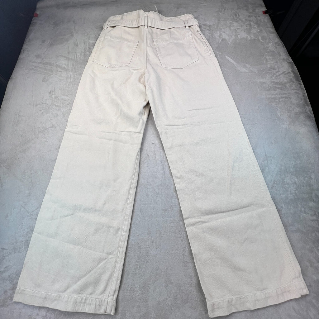 Reformation Belted Ultra High Rise Wide Leg Jeans Cream Women 31 Organic Cotton
