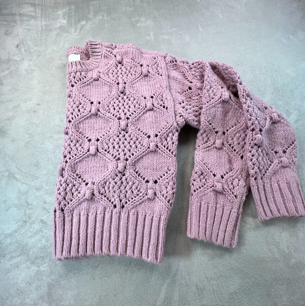 Lucky Brand Womens S Dusty Rose Openwork Bobble Knit Sweater Romantic Boho