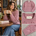 Lucky Brand Womens S Dusty Rose Openwork Bobble Knit Sweater Romantic Boho