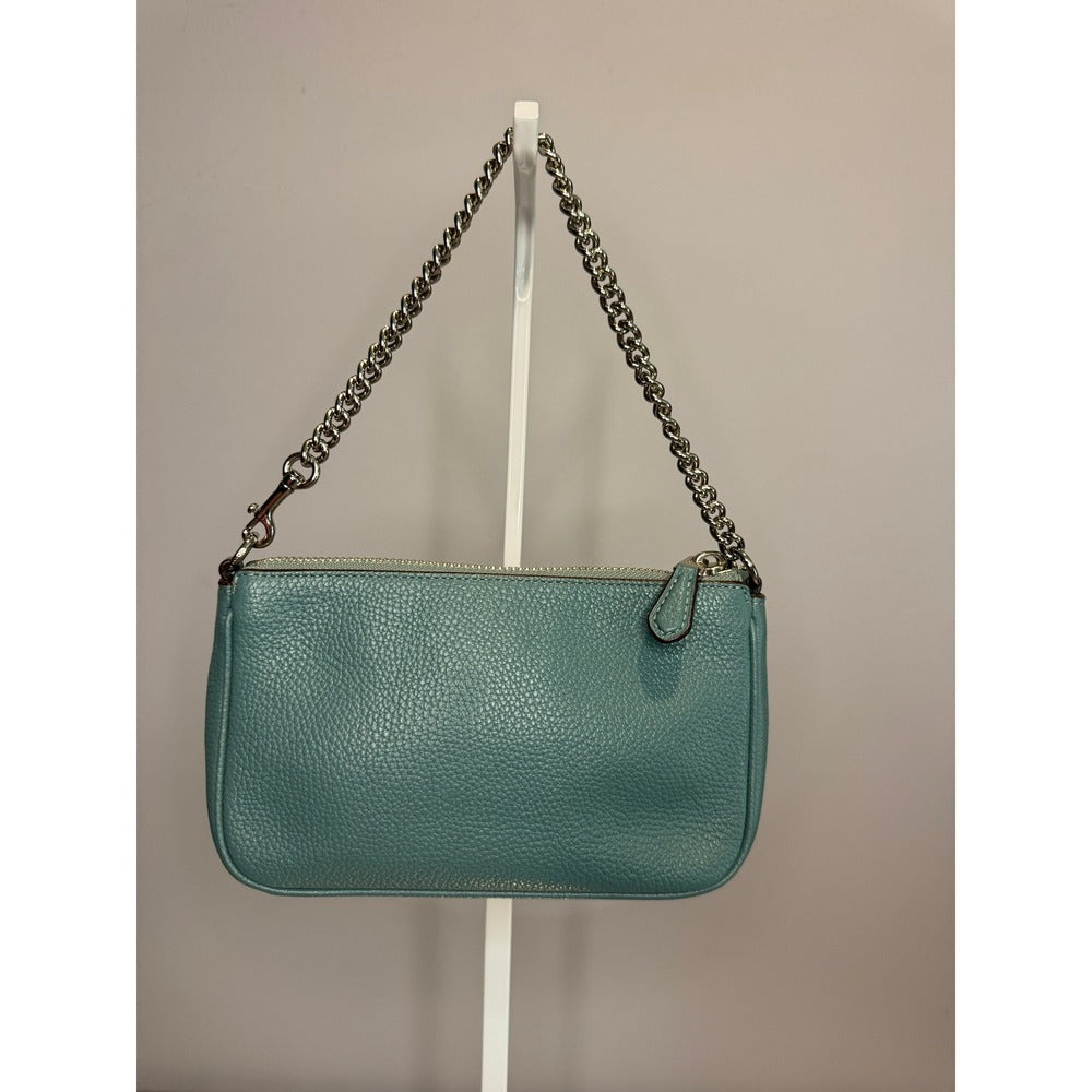 Coach Nolita 19 Peacock Teal Pebble Leather Wristlet Crossbody Bag F53077 NWOT