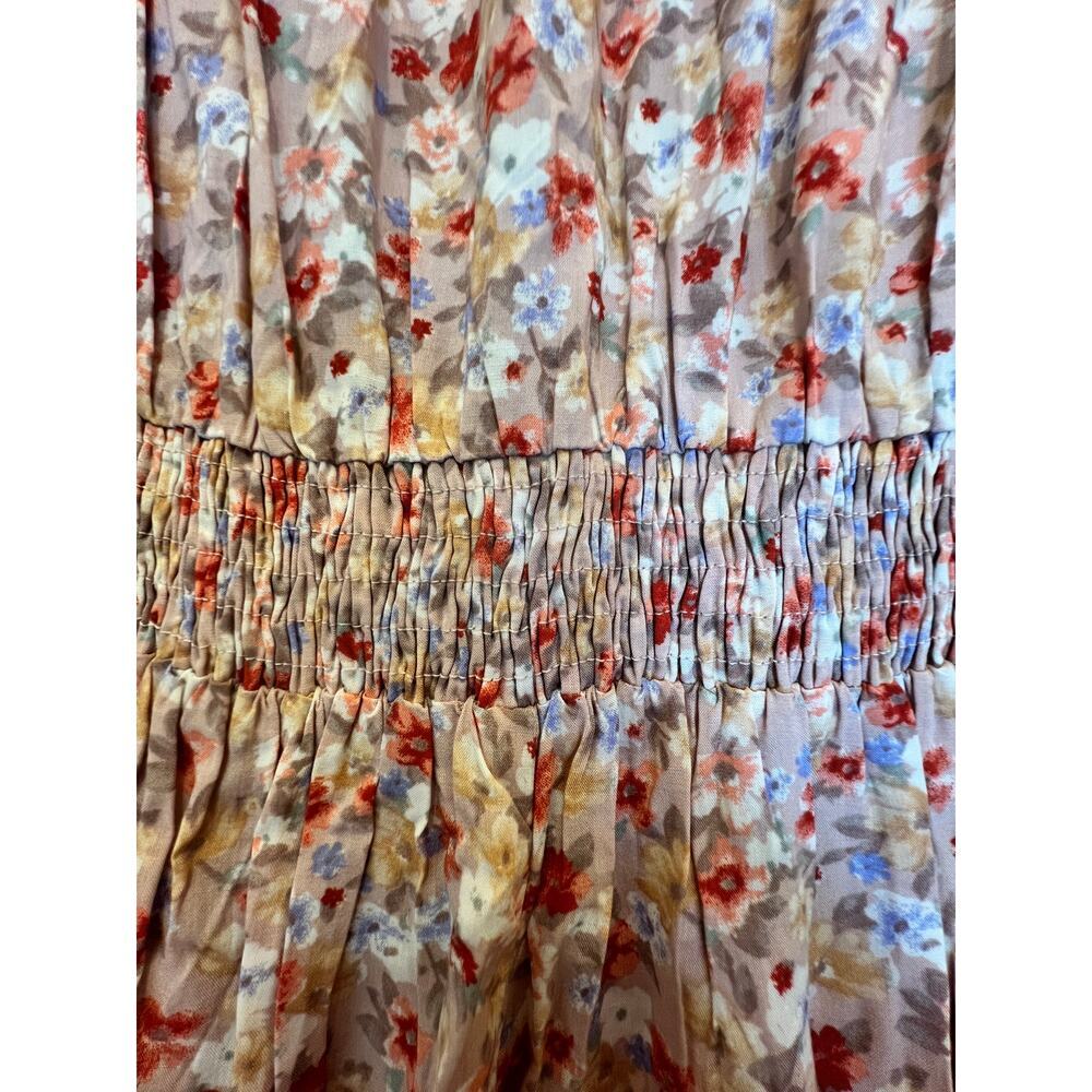 Easel Los Angeles Floral Smocked Off Shoulder Mini Dress NWT Large Boho