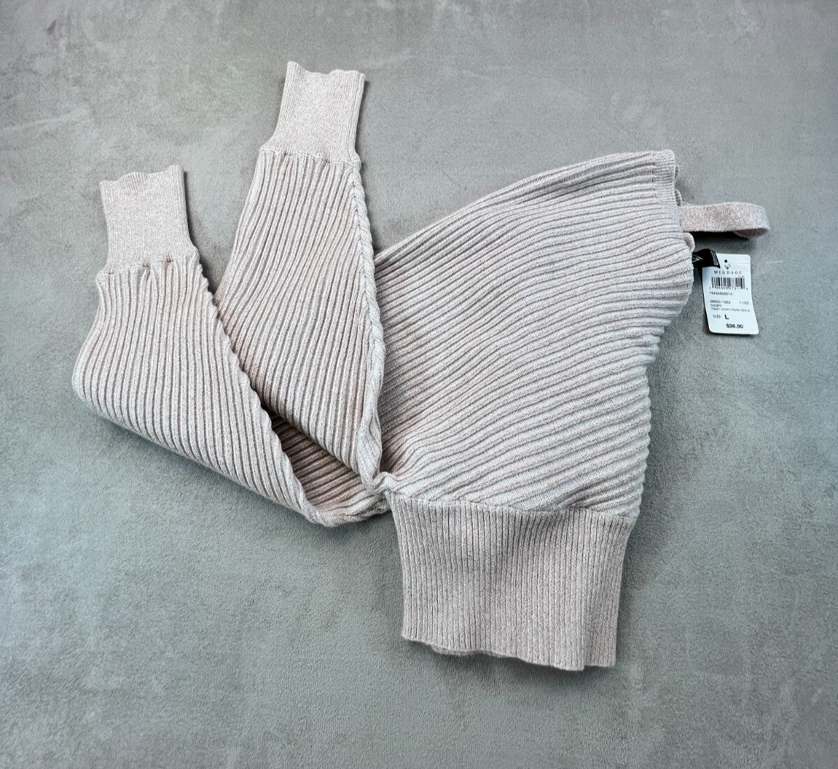 Windsor Ribbed Wrap Sweater Womens L Blush Pink Cropped Surplice V Neck NWT