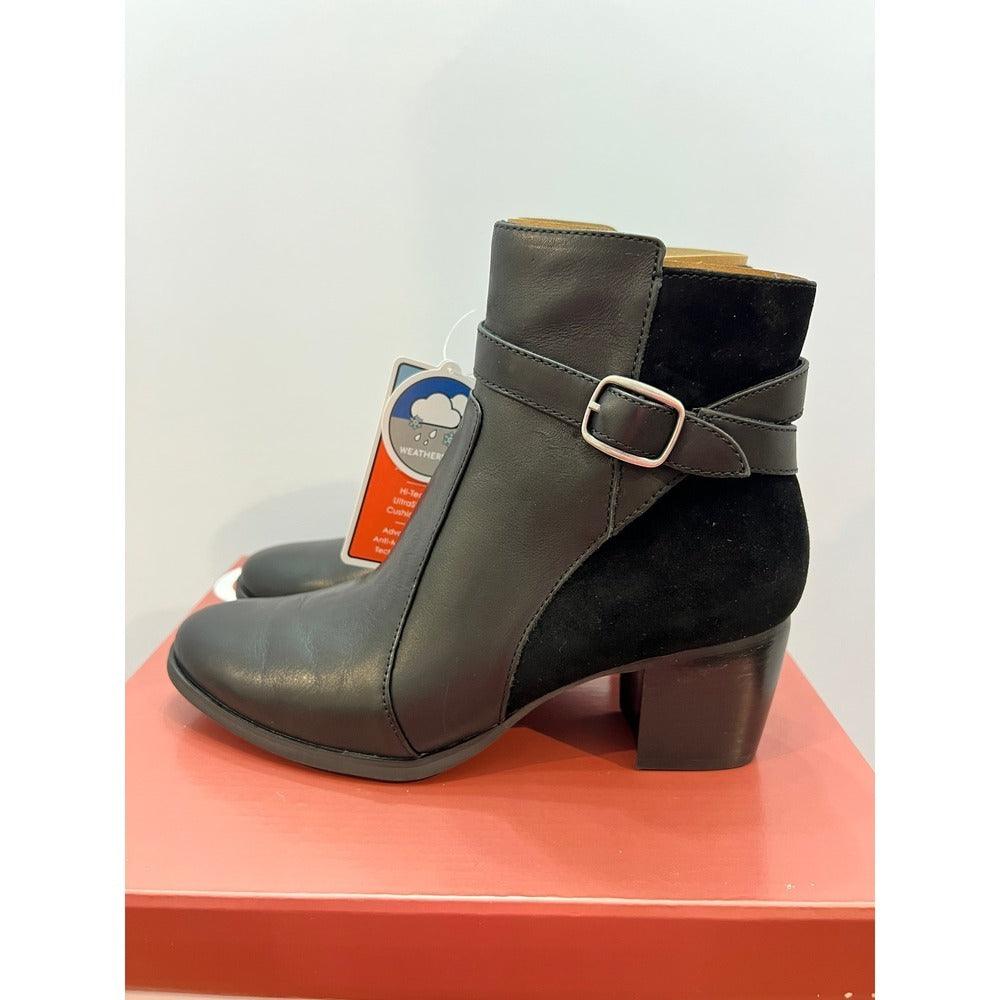 Aetrex Rebecca Black Leather Suede Weatherproof Boots 8.5