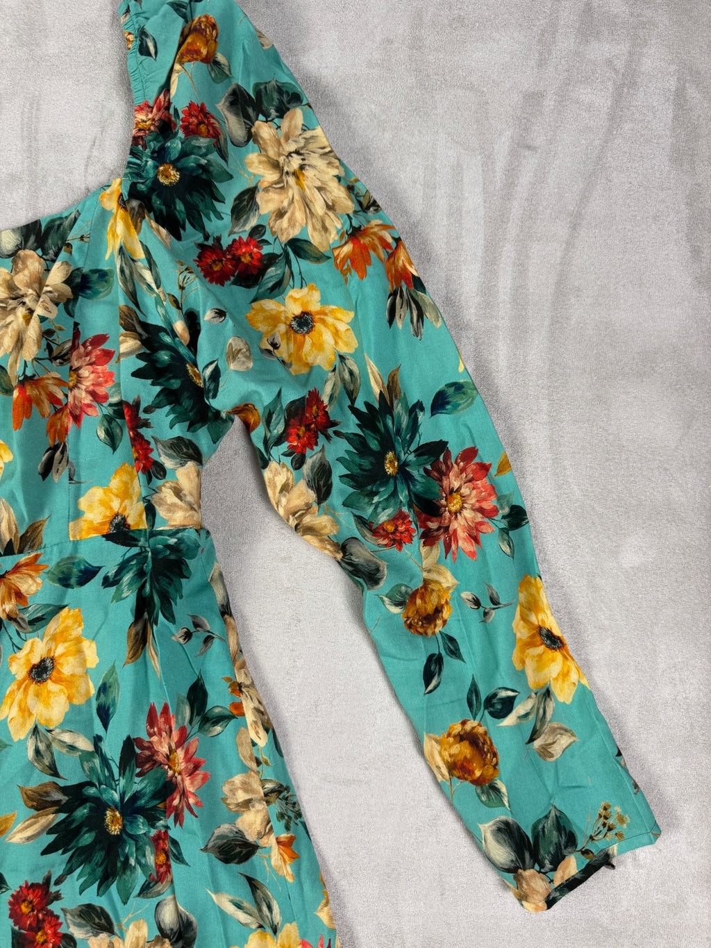 Johnny Was Bonita Midi Dress L Floral Rayon Smocked Square Neck Boho
