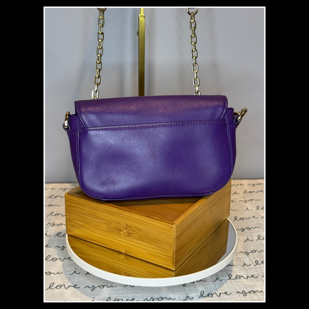 Tory Burch Robinson Purple Saffiano Leather Chain Crossbody