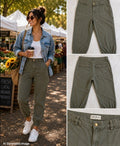Cosmic Blue Love Womens 31 Olive Green Stretch Jogger Pants Elastic Cuff