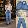 Reformation Cynthia High Rise Relaxed Jeans Womens 31 Blue Button Fly Made USA