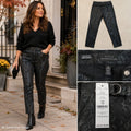 WHBM Snake Skin Pattern Pants 12 Extra High Rise Belt Black