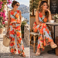 Joie Linen Blend Floral Matching Set Tank Drawstring Pants Womens L Resort