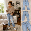 Rag & Bone Rosa Mid Rise Boyfriend Jeans Womens 29 Distressed Light Wash Denim