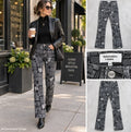 Reformation Peyton Zine Jeans 27 Black Newsprint High Rise Bootcut Graphic Rare