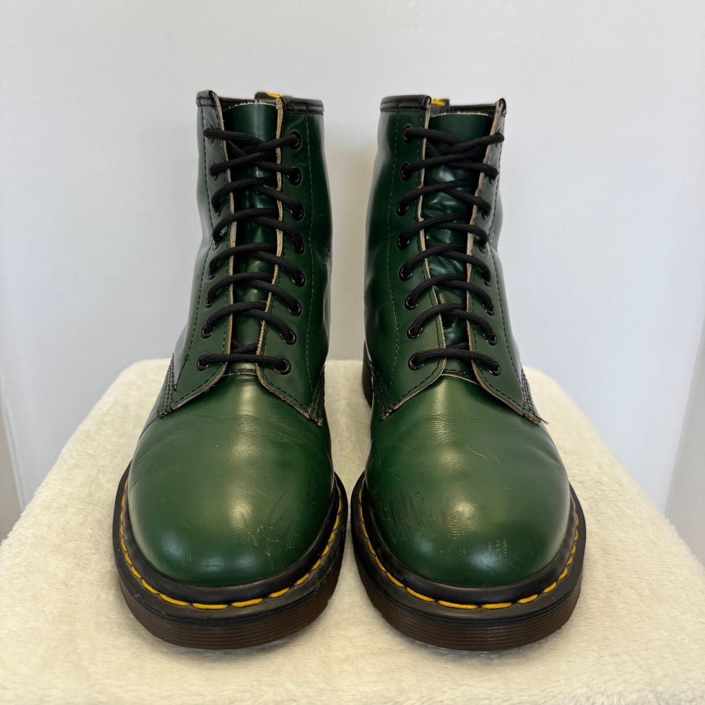 Vintage Dr Martens 1460 Boots UK 9 US 10 Green Leather Made England 8 Eye