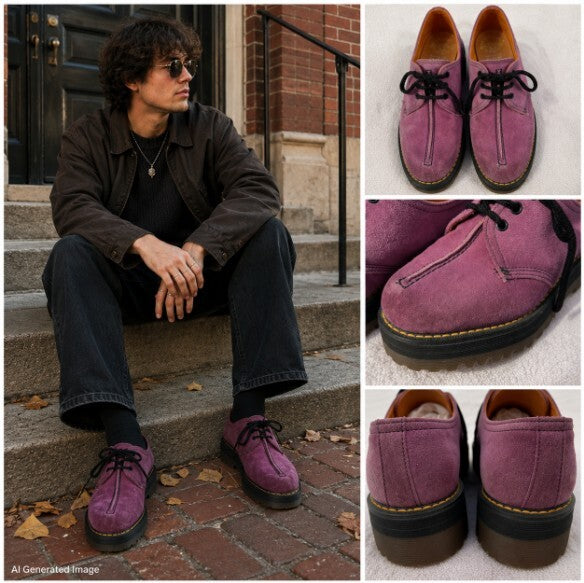 Dr Martens 8380 Vintage 90s Purple Suede Platform Oxford MIE England UK 8