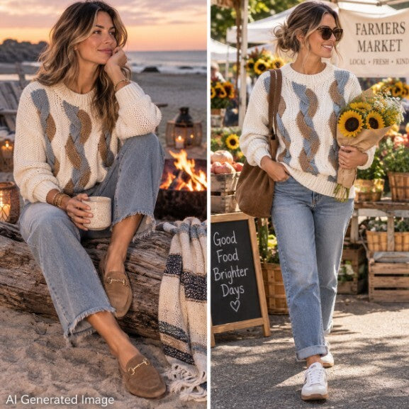 Vintage Donagain Sweater Womens L 3D Braided Cable Knit Grandmacore Cottagecore