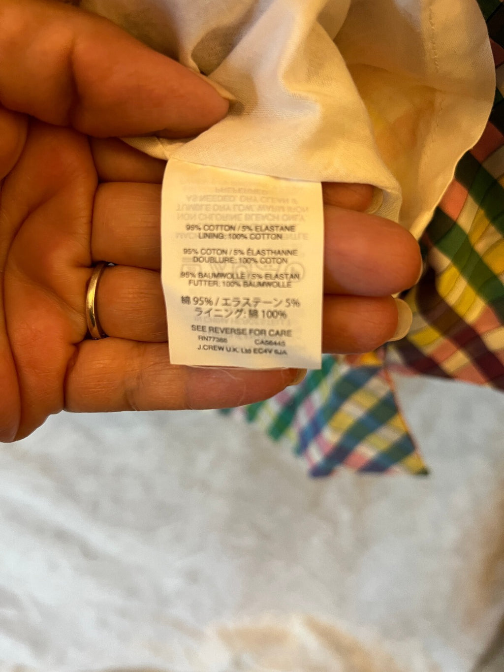 J.Crew Rainbow Gingham Tie Neck Dress 12P Petite Preppy Resort Plaid