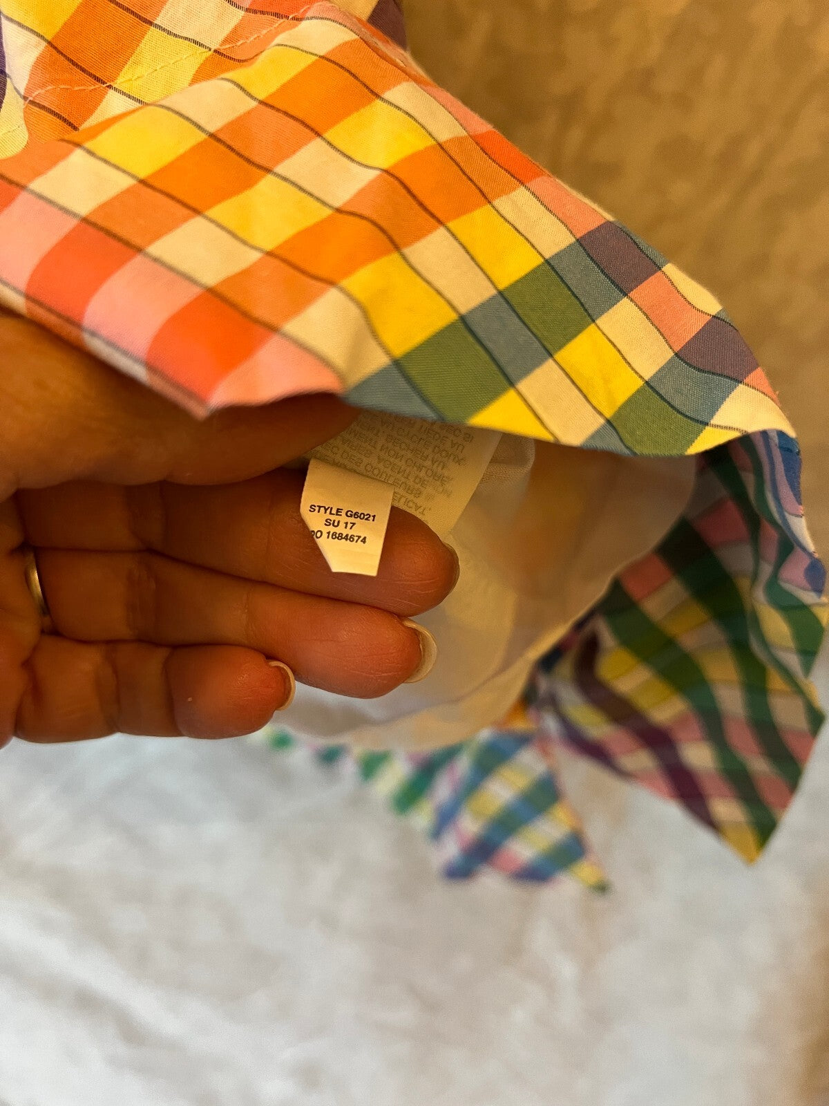 J.Crew Rainbow Gingham Tie Neck Dress 12P Petite Preppy Resort Plaid