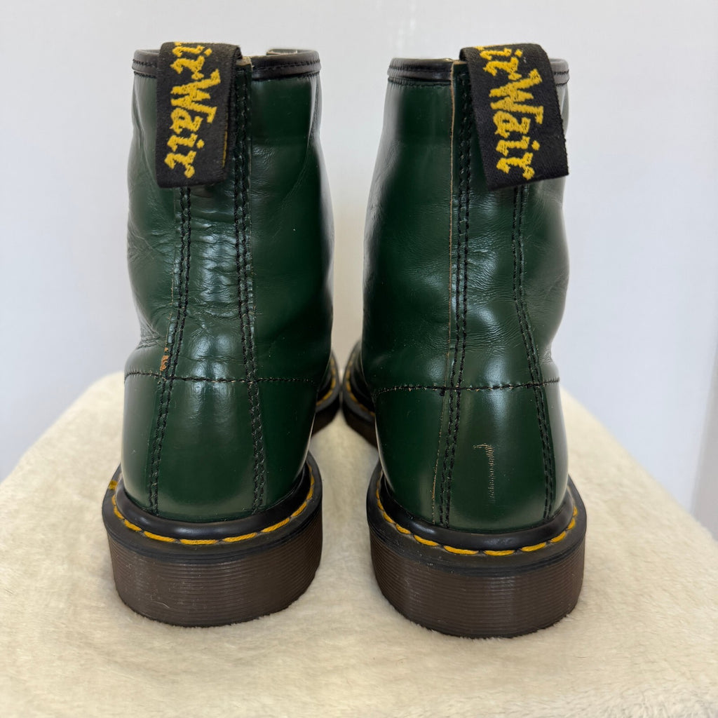 Vintage Dr Martens 1460 Boots UK 9 US 10 Green Leather Made England 8 Eye
