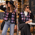 Granny Square Crochet Cardigan Womens Black Patchwork Boho Cotton Emporium