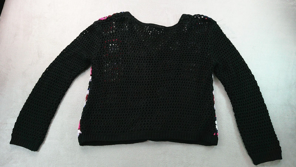 Granny Square Crochet Cardigan Womens Black Patchwork Boho Cotton Emporium
