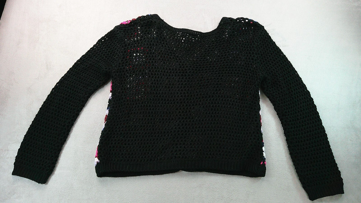 Granny Square Crochet Cardigan Womens Black Patchwork Boho Cotton Emporium