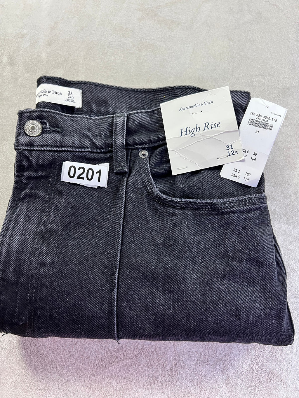 Abercrombie High Rise Flare Jeans 31 12R Black NWT
