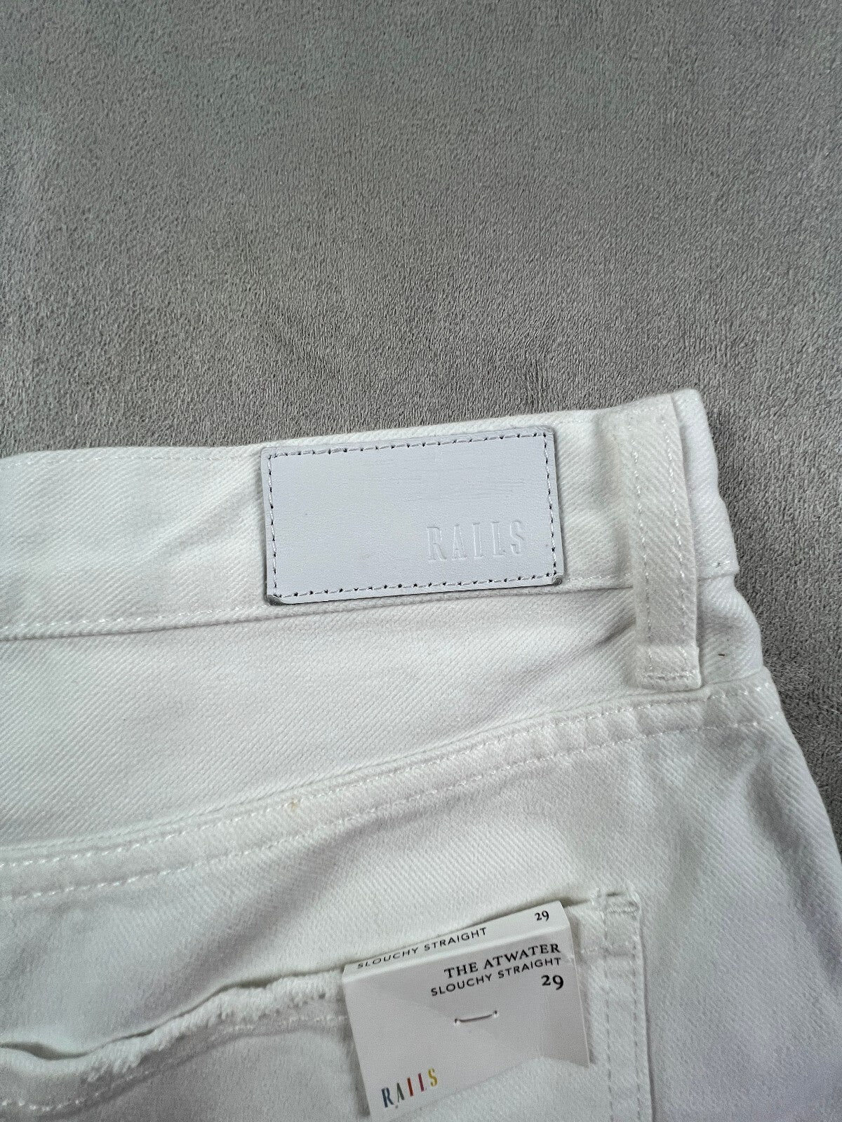 Rails Atwater Slouchy Straight Jeans in Blanche Distress, size 29