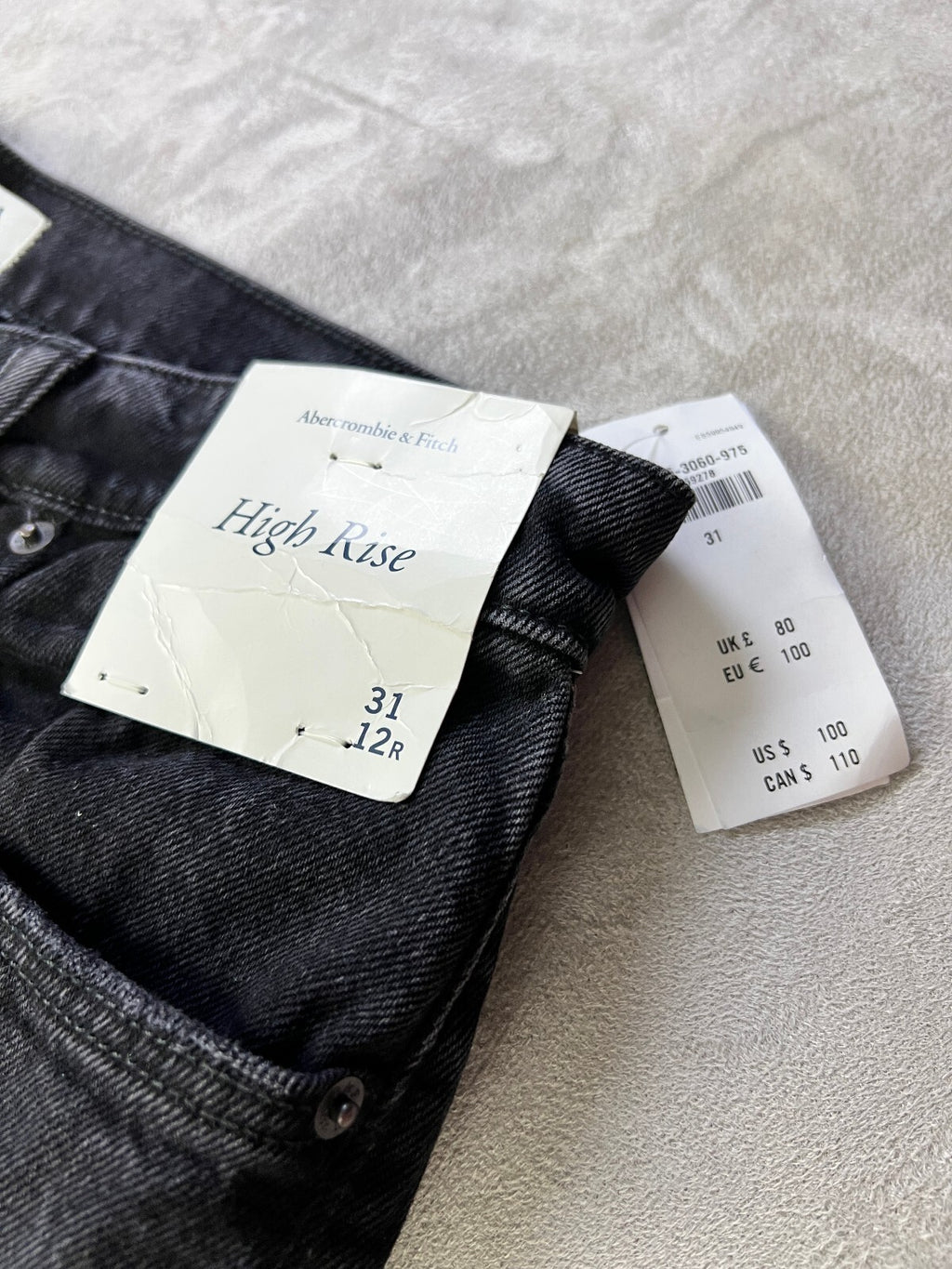 Abercrombie High Rise Flare Jeans 31 12R Black NWT