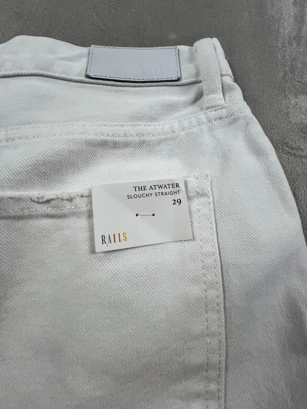 Rails Atwater Slouchy Straight Jeans in Blanche Distress, size 29