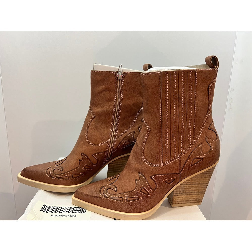 Dolce Vita Beaux Rose Leather Western Ankle Boots Size 8.5