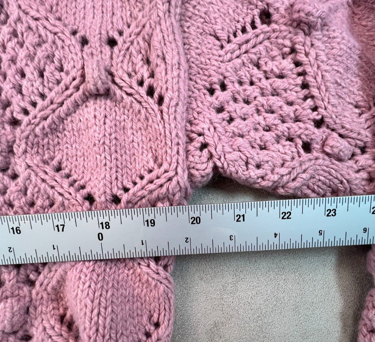 Lucky Brand Womens S Dusty Rose Openwork Bobble Knit Sweater Romantic Boho