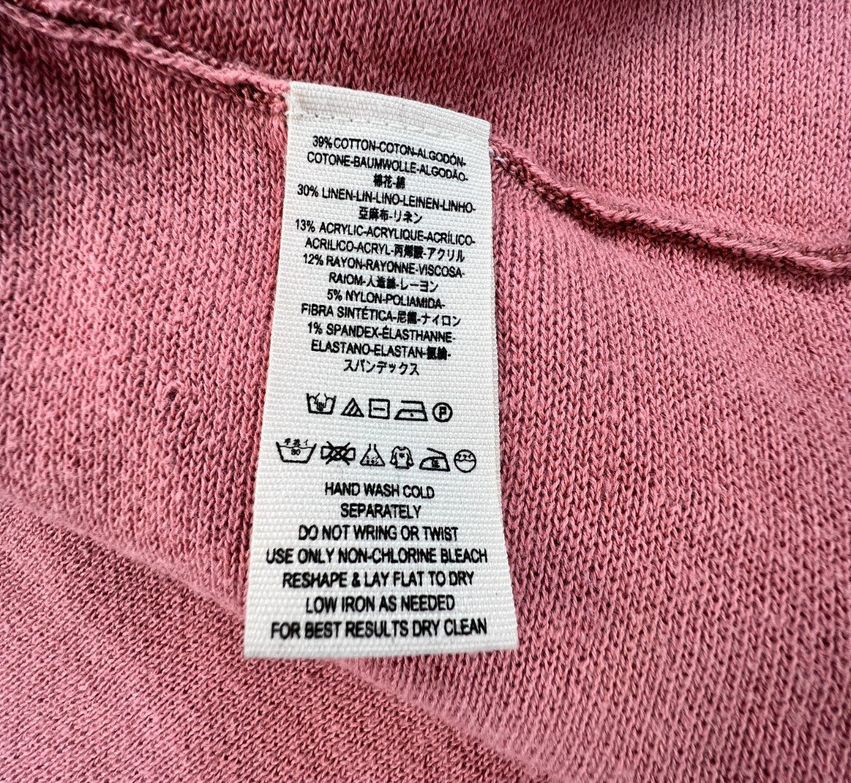 Free People Sundae Pullover Sweater Medium Rose Pink Bell Sleeve Linen Cotton